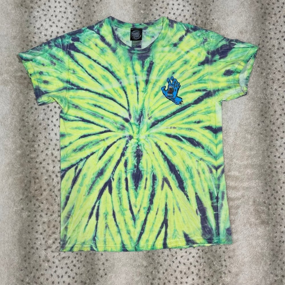 Santa Cruz screaming hand, neon, tie-dye, vintage size medium